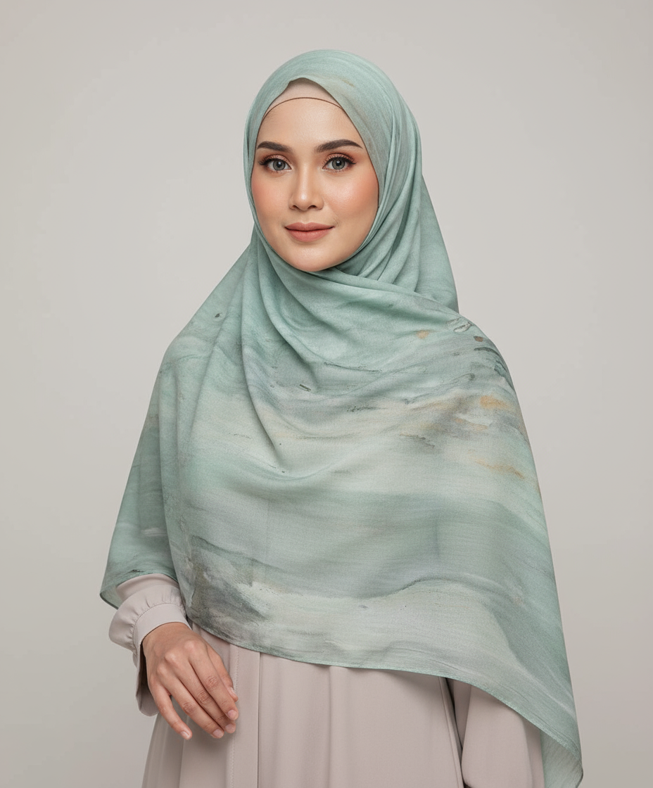 MH008 Silky Modal Hijab - Vibrant Print Wrap Scarf for Women