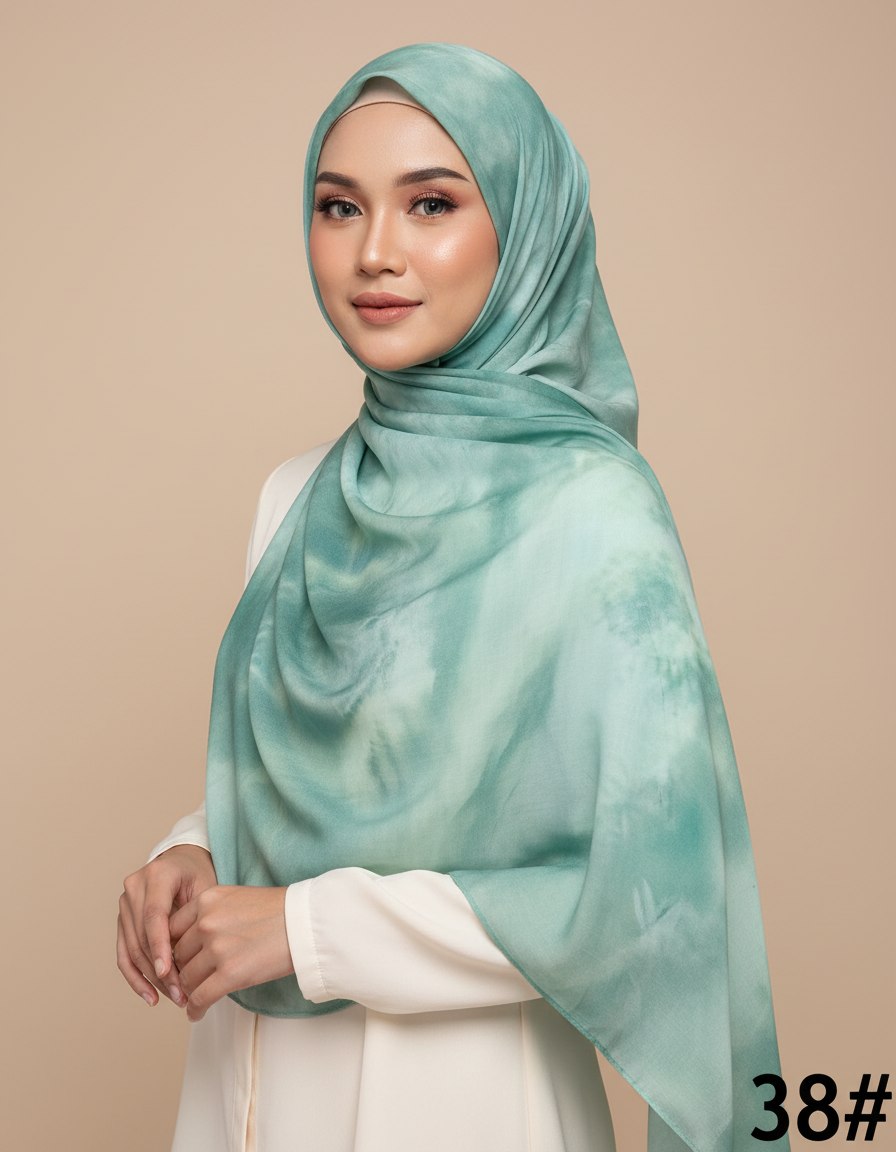 MH008 Silky Modal Hijab - Vibrant Print Wrap Scarf for Women
