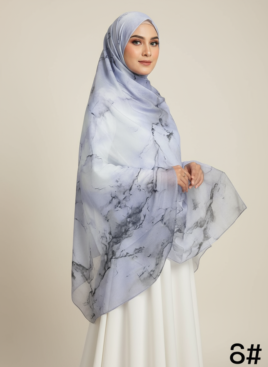 MH004 Modal Hijab Scarf Women - Soft Breathable Ink Print Headscarf