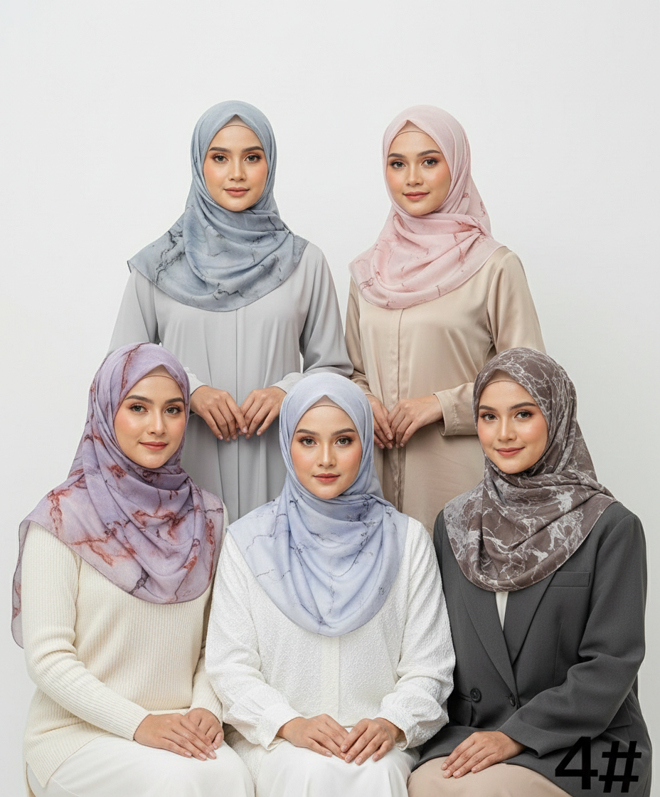 MH004 Modal Hijab Scarf Women - Soft Breathable Ink Print Headscarf