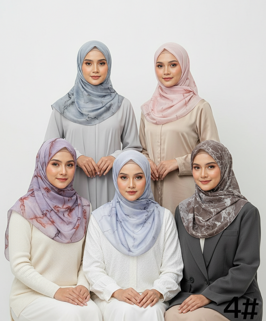 MH004 Modal Hijab Scarf Women - Soft Breathable Ink Print Headscarf