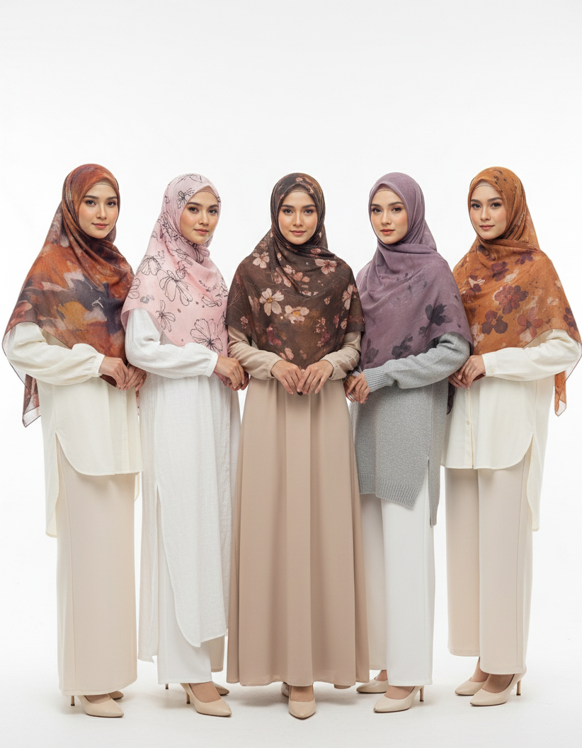 MH008 Silky Modal Hijab - Vibrant Print Wrap Scarf for Women