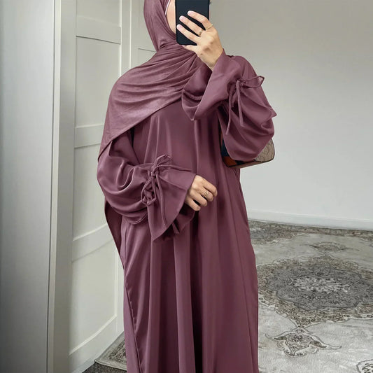 MH21 Muslim Women Nursing-Friendly Abaya – Hidden Zip, Pockets, Modest Maxi