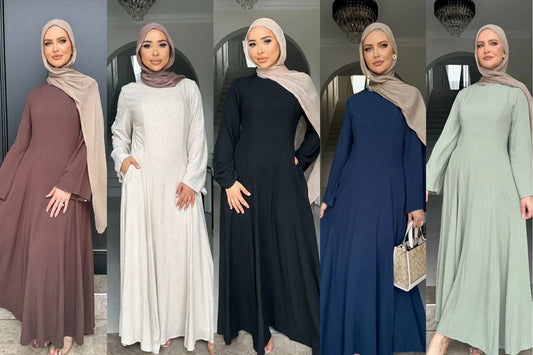 MH36 Tie-Back Linen Cotton Abaya – Slim Fit, Size-Up Comfort | Modest Eid Dress
