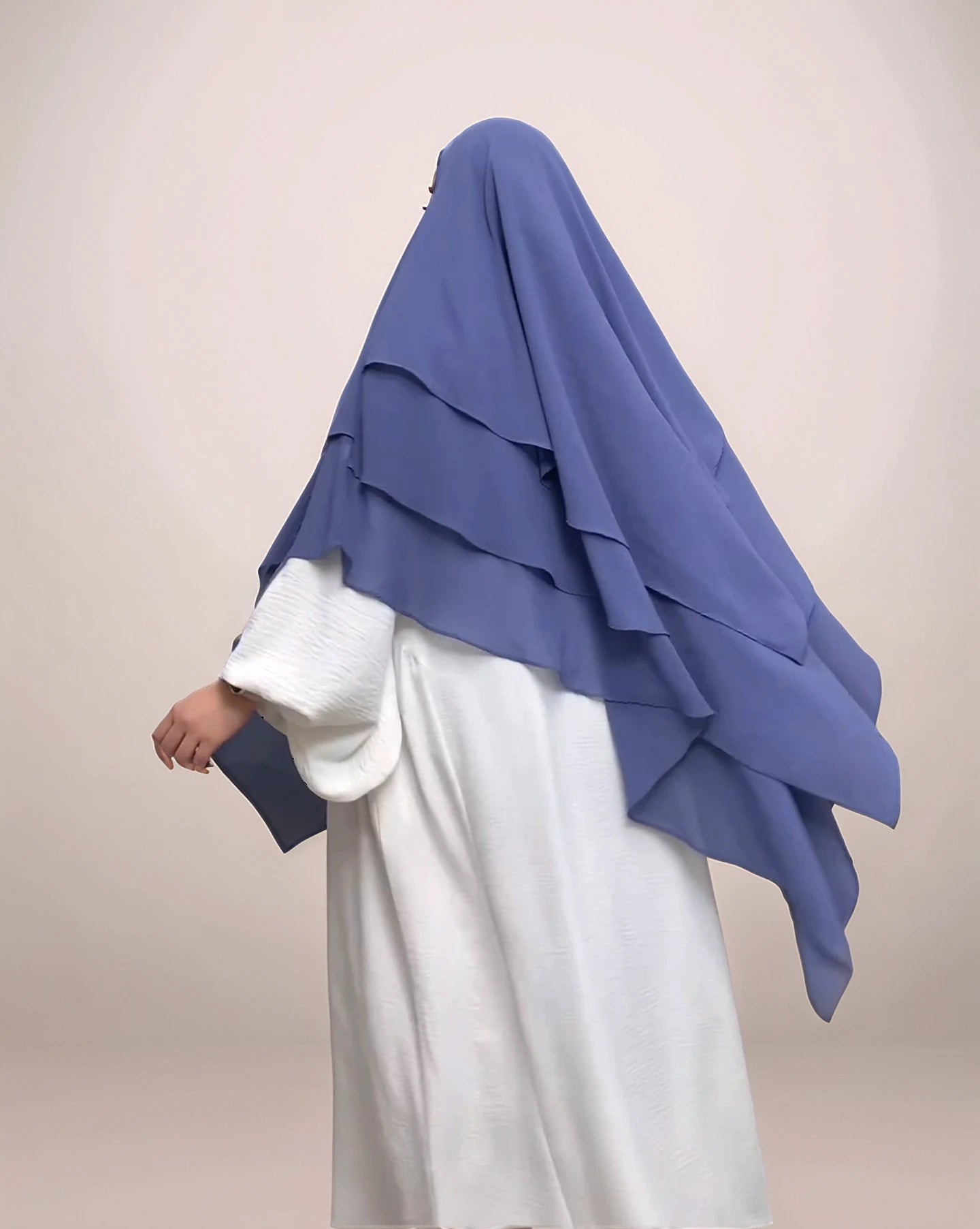 Maha Triple Layer Chiffon Khimar-Sapphire