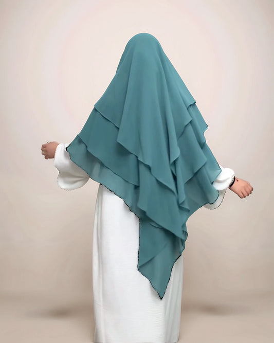 Maha Triple Layer Chiffon Khimar-Teal