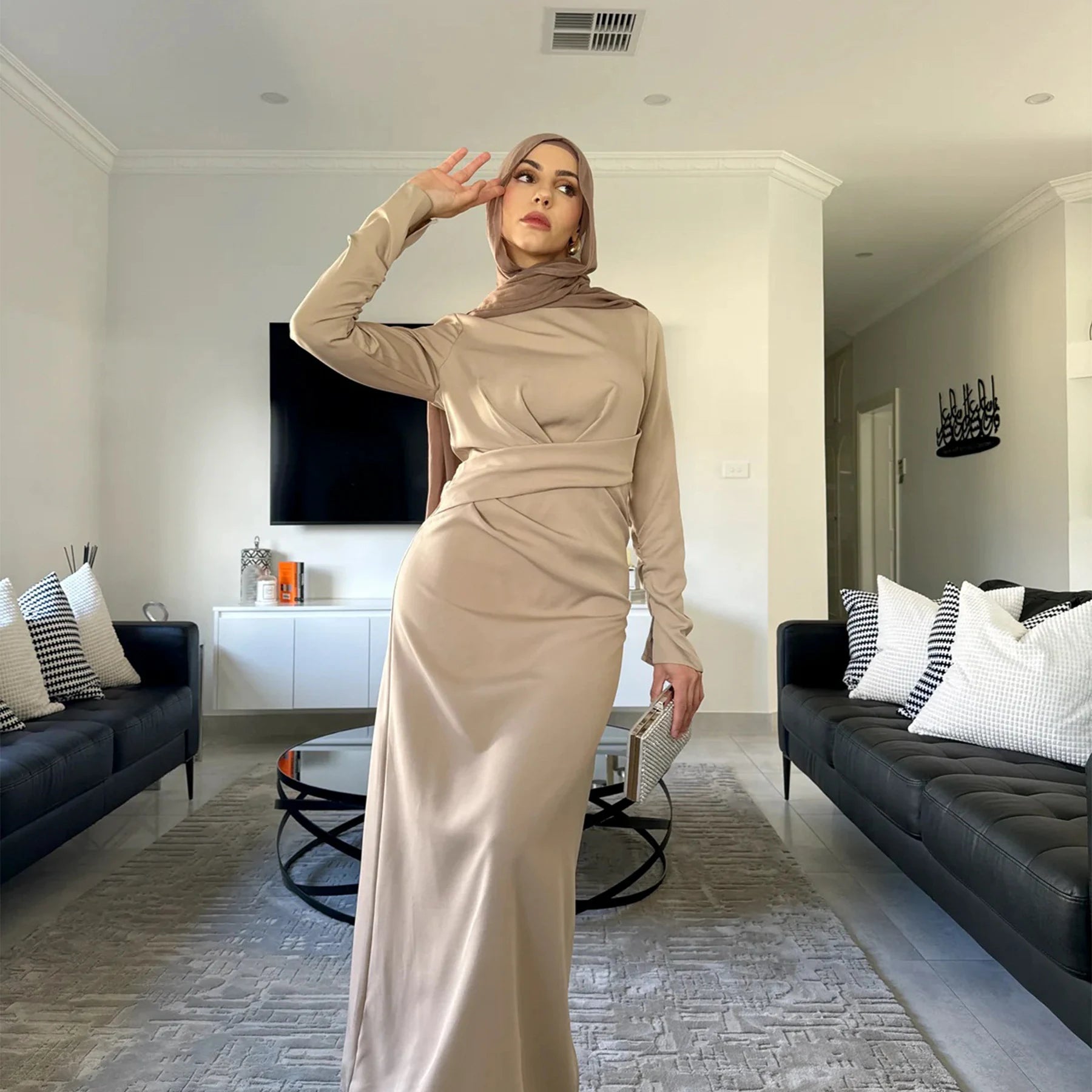 Winter Double-Sided Velvet Abaya Dress- Modest Islamic Maxi